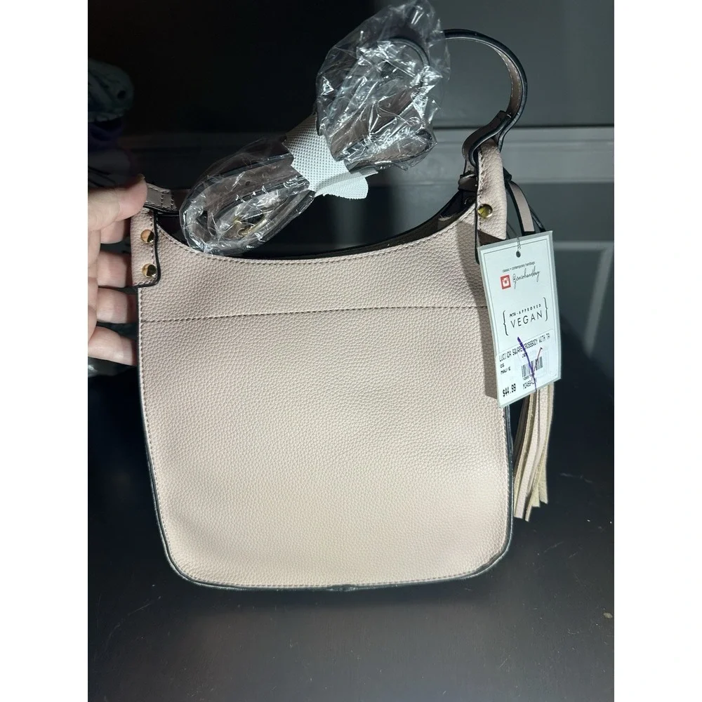Jenco‎ Handbag Co Lucinda Square Crossbody with Tassels Mauve Vegan Leather